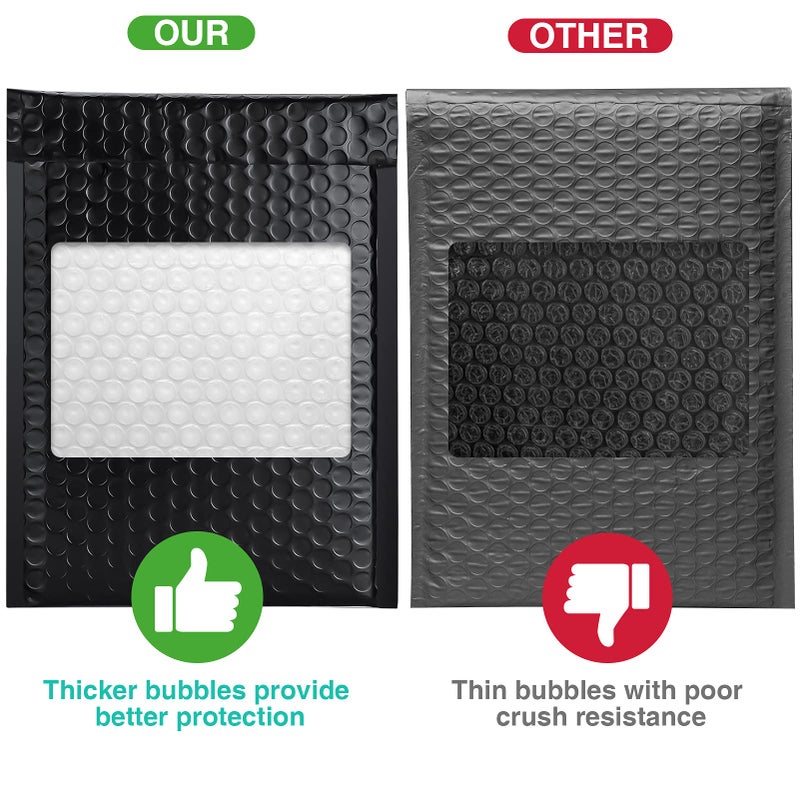 Metronic Bubble Mailers 6x10 Inch 25 Pack Usable Size 6x9" Black Bubble Mailer Waterproof Padded Envelopes for Gifts Packaging, Shipping, Mailing, Small Business Supplies - Image 4